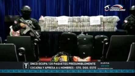 Agentes De La DNCD Ocupa 120 Paquetes Presumible Cocaína Y Apresan A 4 Hombres En SDE