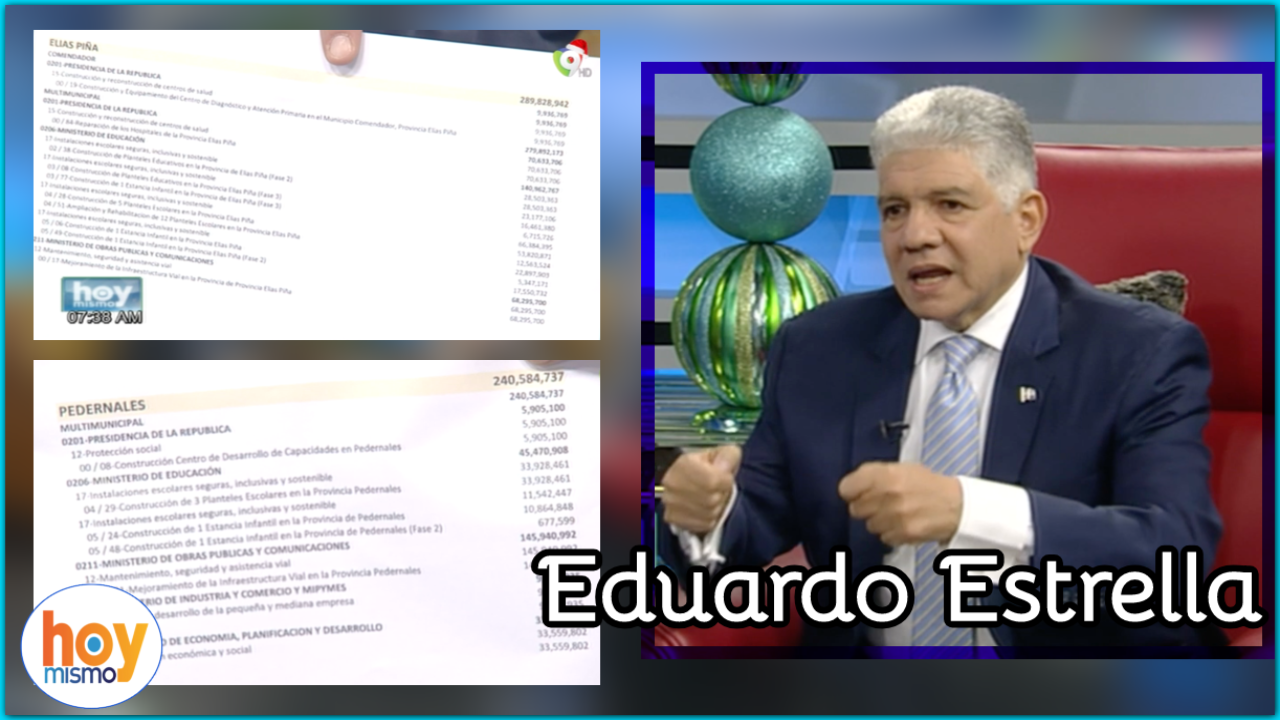 Eduardo Estrella Muestra Datos Oficiales De La Mísera Inversión Del Gobierno En Zonas Fronterizas – Hoy Mismo