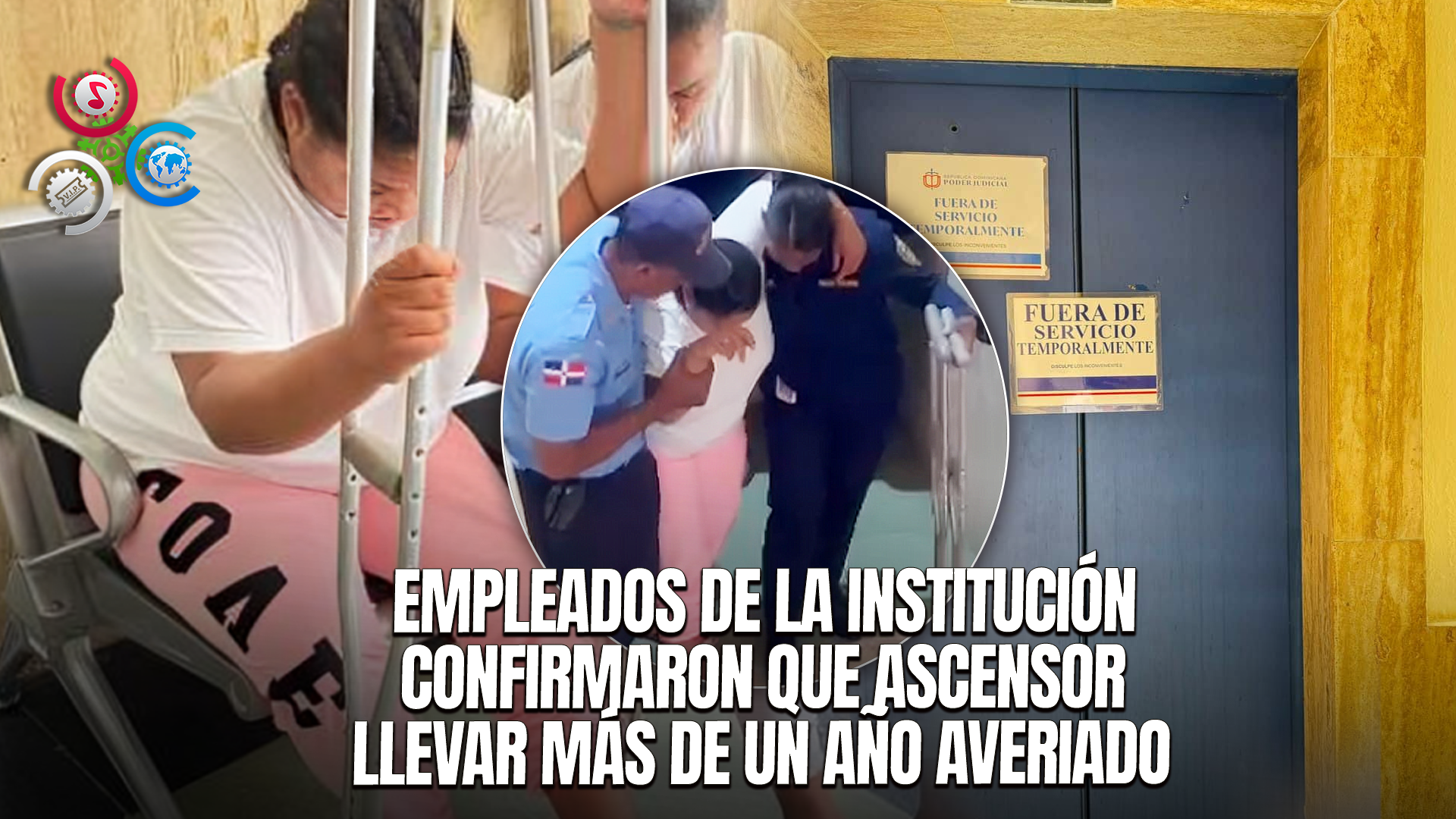 Mujer Con Muletas Cae Por Escaleras Del Palacio De Justicia Del DN Por Ascensor Fuera De Servicio