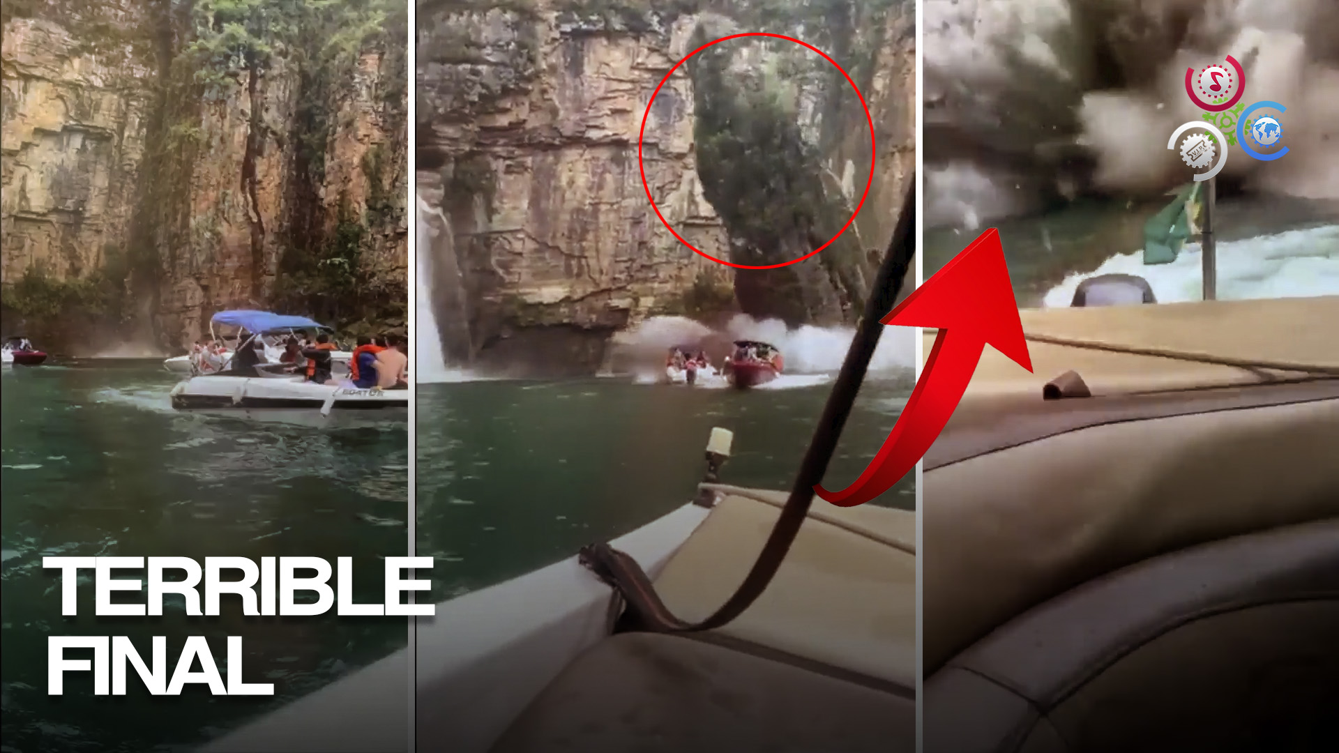 (Video Sensible) Gran Acantilado Colapsa Matando Varios Turistas Que Iban En Botes, Brasil