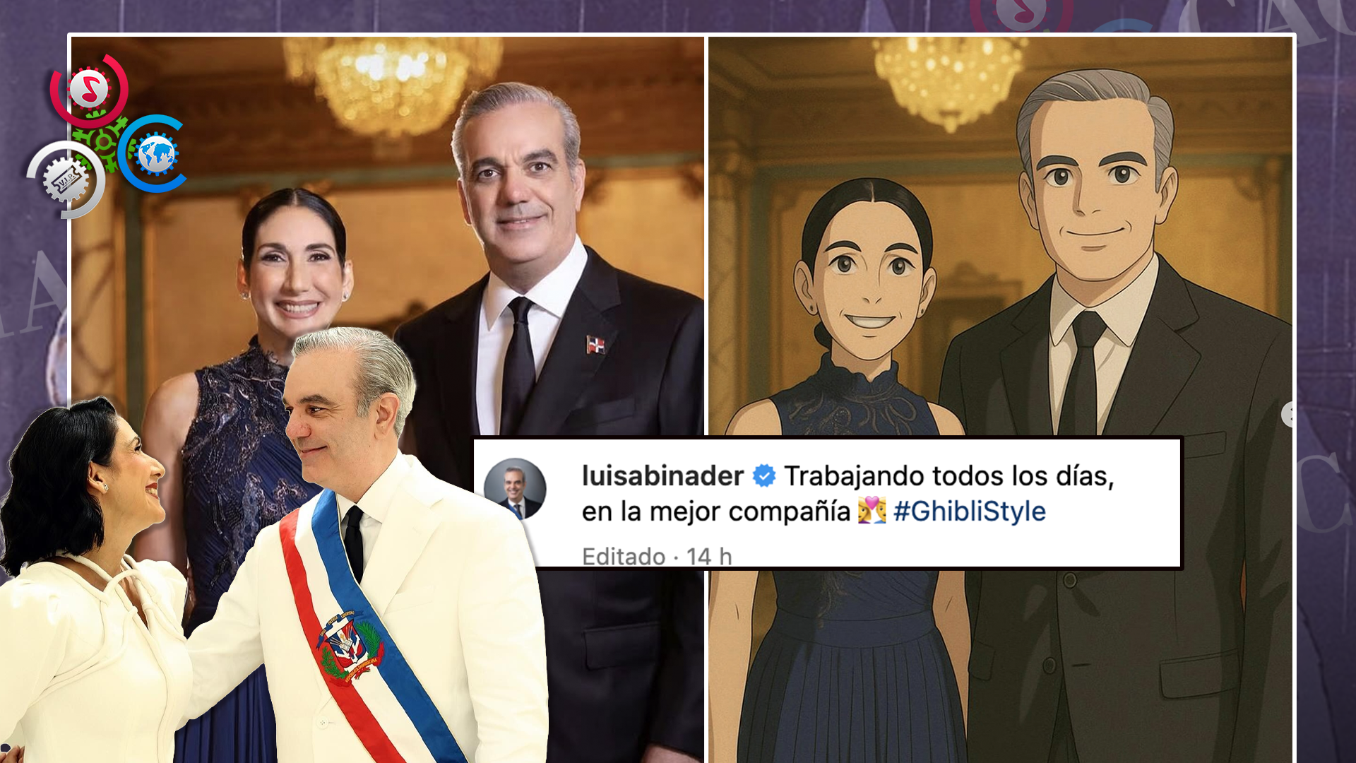 Presidente Abinader Se Une A La Tendencia De Studio Ghibli Con Imagen Junto A La Primera Dama