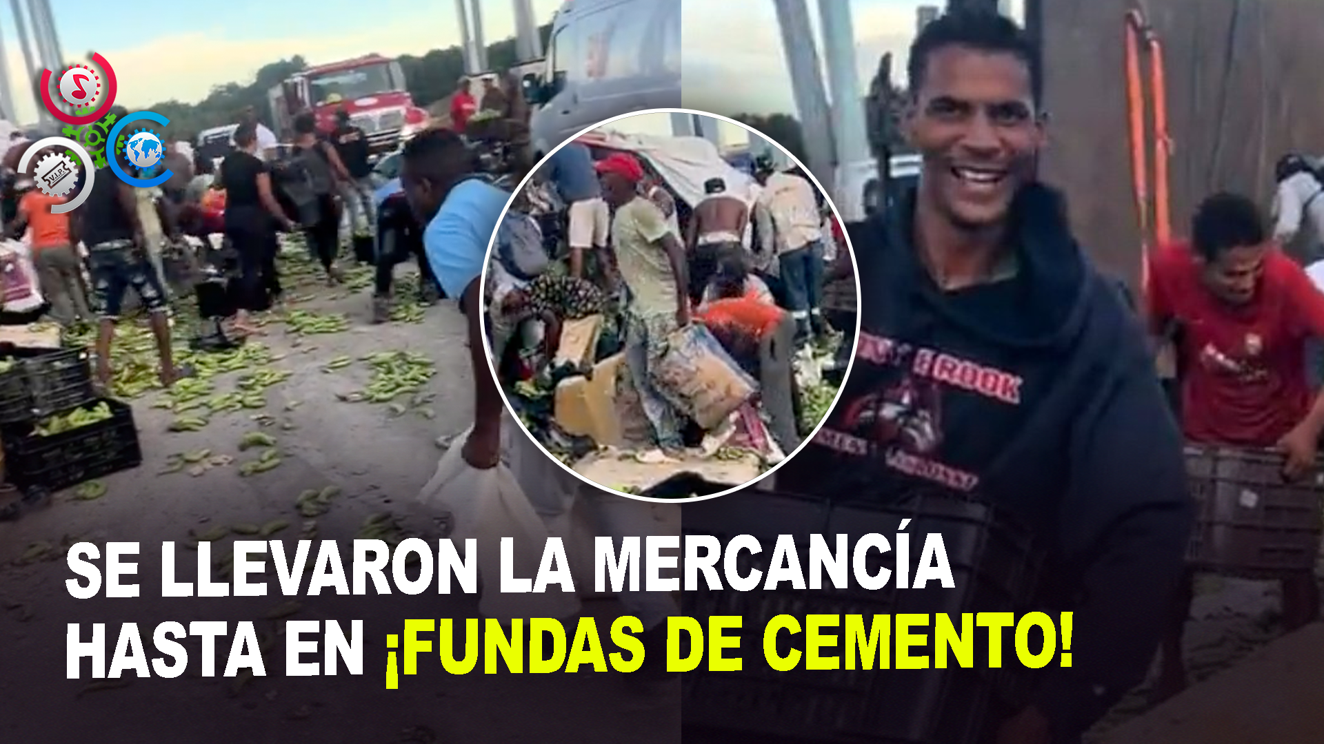 Camión Cargado De Plátanos Se Vuelca Y Multitud Saquea Los Huacales En Plena Carretera