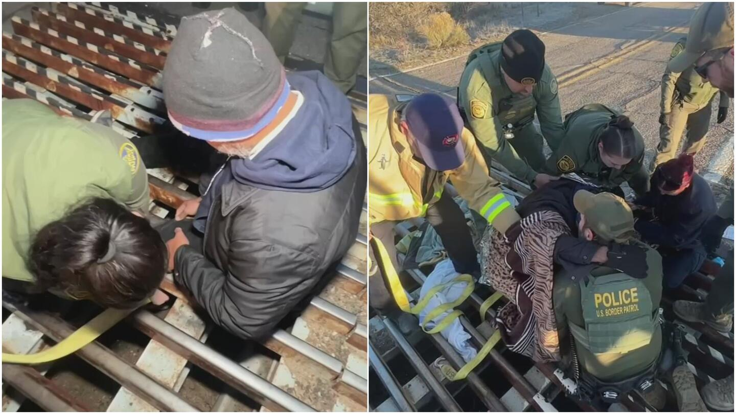 Así Fue El Rescate De Un Inmigrante Que Quedó Atorado En Una Reja Tras Cruzar La Frontera