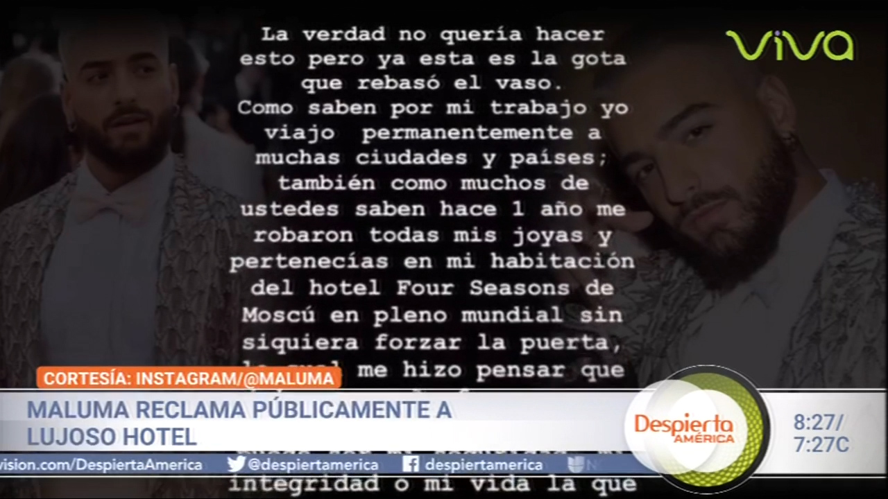 A Un Año De Que Le Robaran A Maluma En Un Hotel De Rusia Nueva Vez Estalla En Las Redes