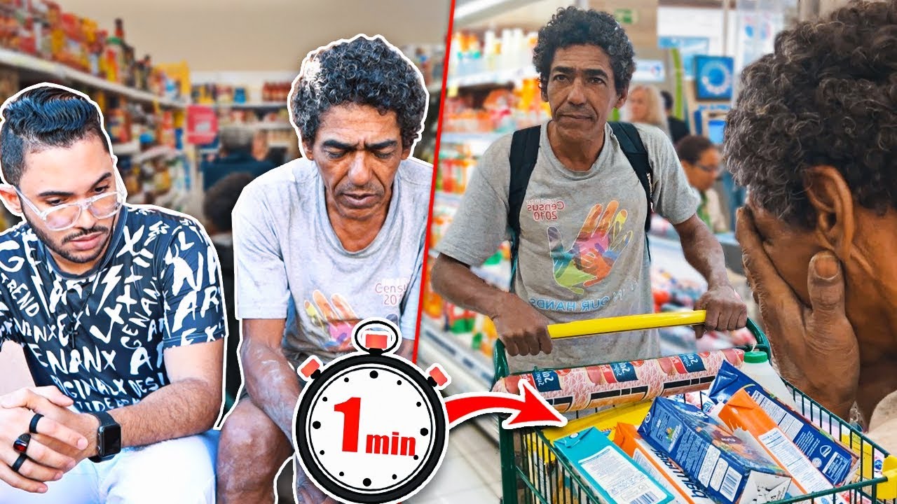 LE COMPRO A UN VAGABUNDO TODO LO QUE PUEDA AGARRAR EN 1 MINUTO!