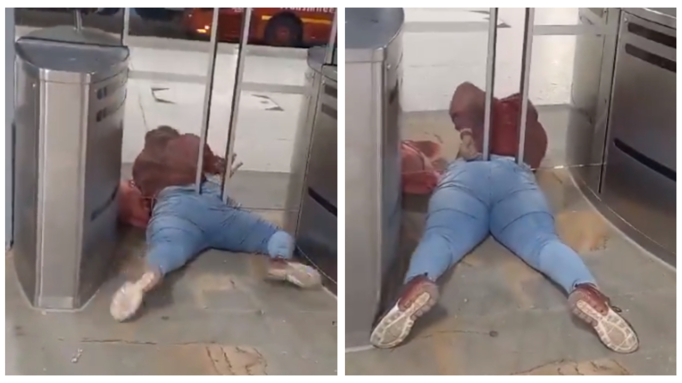 Mujer Intentó Colarse En El Sistema De Transporte Masivo De Bogotá Y Quedó Atrapada