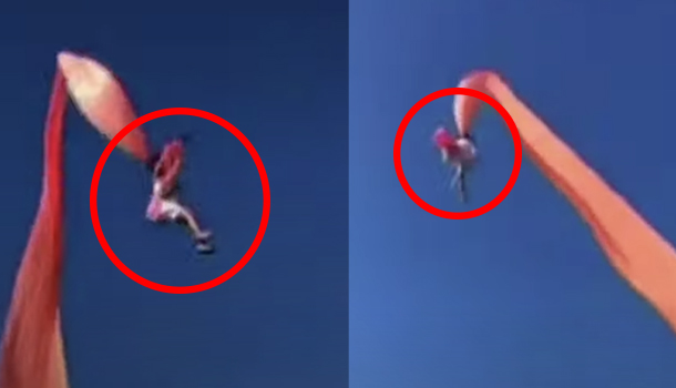 Descuido Total, Niña Es Elevada En El Aire Por Cometa Gigante