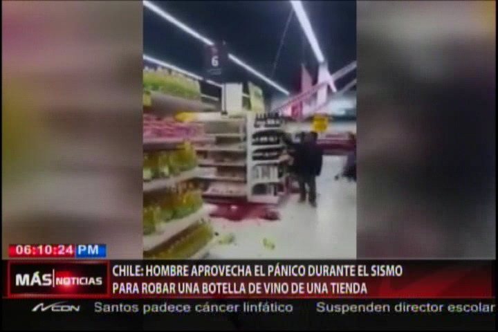 Chile: Hombre Aprovecha El Pánico Durante Sismo Para Llevarse Una Botella De Vino De Un Supermercado #Video