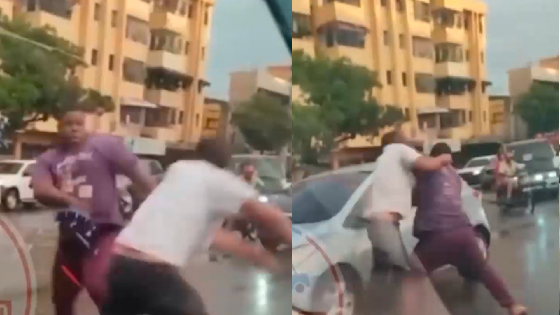 Hombres Se Van “a La Trompá” En Medio De Autopista En Santiago