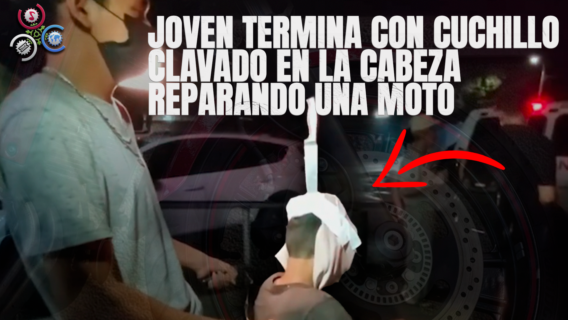 JOVEN TERMINA CON CUCHILLO CLAVADO EN LA CABEZA REPARANDO UNA MOTO