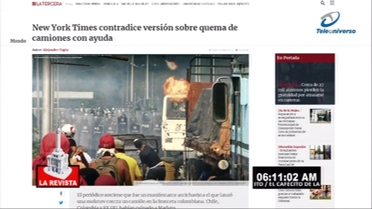 New York Times Contradice Versión Sobre Quema De Camiones Con Ayuda