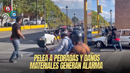¡Tremendo Lío En Santiago!: Choferes De Ruta F Y S Se Enfrentan A Palos Y Pedradas