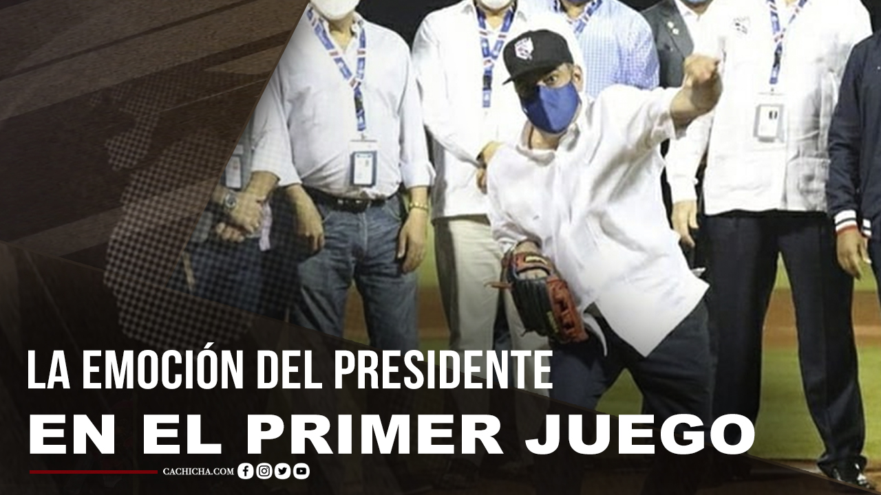 Abinader Se Emociona Y Lanza 3 Bolas En El Primer Partido De Pelota