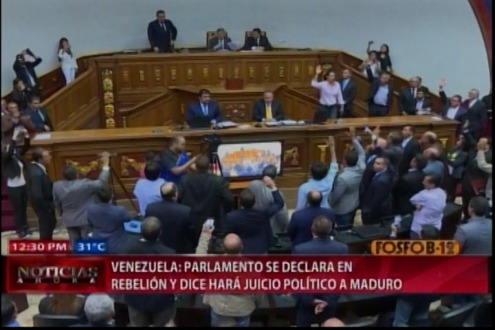 En Venezuela El Parlamento Se Declara En Rebelión Y Dice Hará Un Juicio Político A Maduro